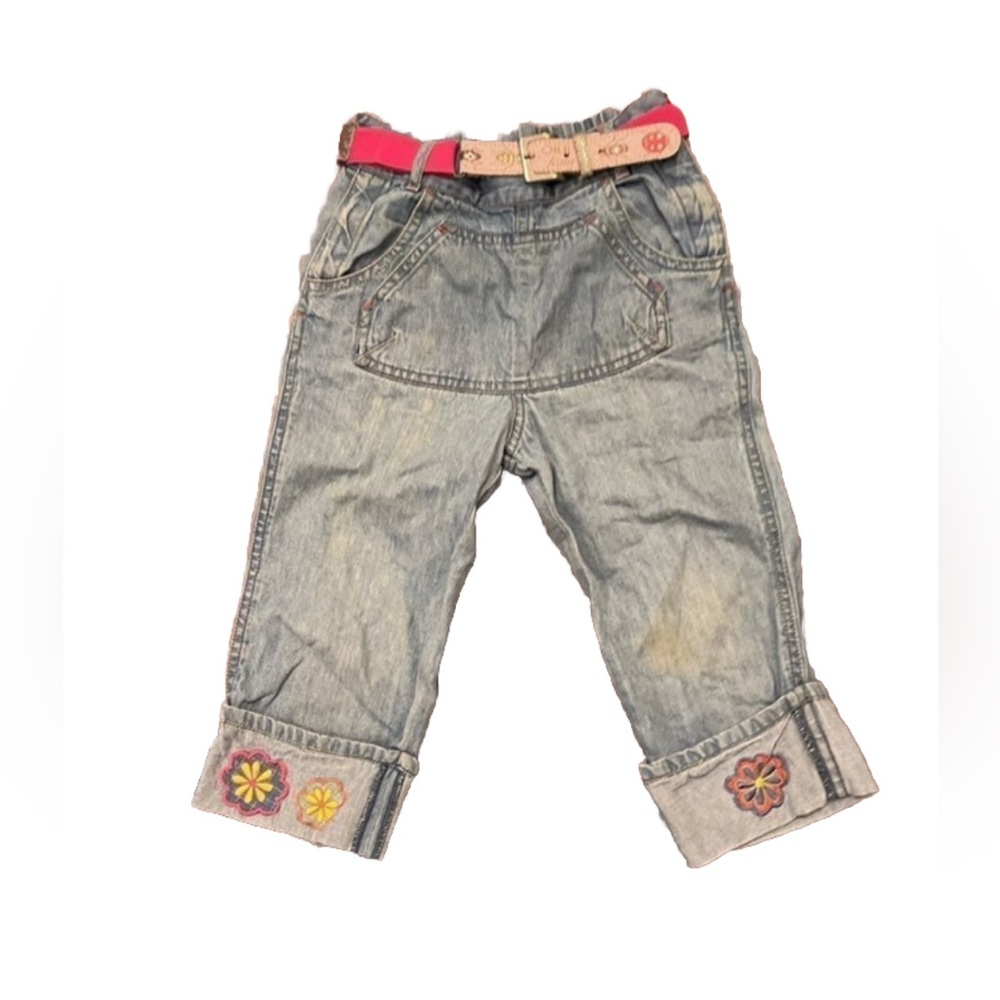 Oilily Vintage Cottagecore Floral Jeans with Bug Belt